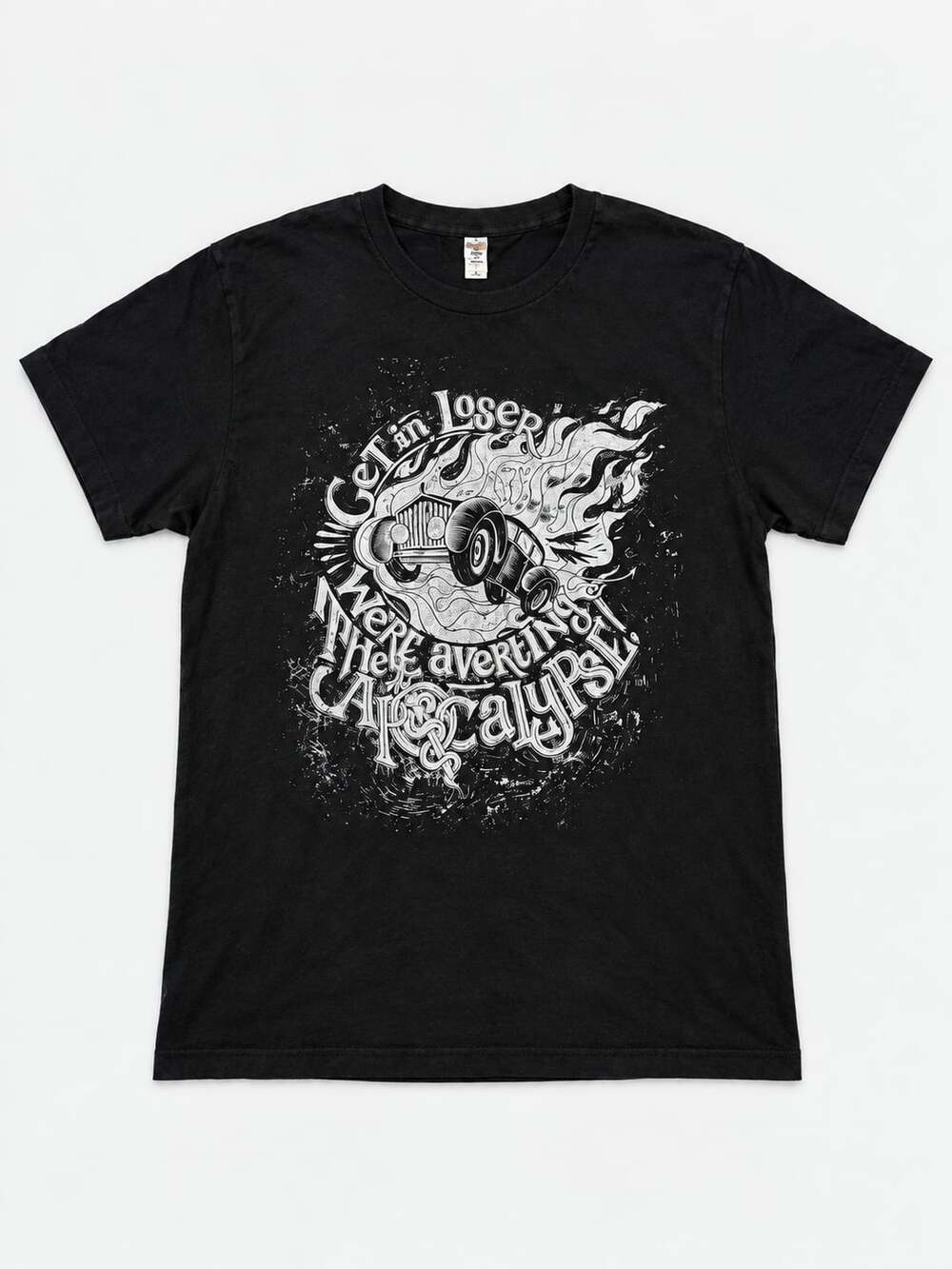 Fruit of the Loom Graphic T-Shirt Size XL Black Get In Loser We're Averting